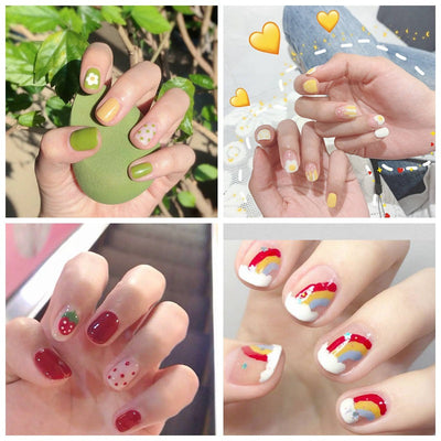 Point strawberry rainbow PRESS ON NAILS