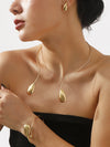 4 Pcs Geometric Bracelet Accessories + Drop Earrings + Necklaces Accessories