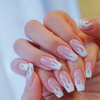 Pink flame short ballet PRESS ON NAILS