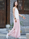 Creamy&Pink Split-side Ramie Cotton Casual Pants