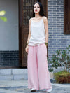 Creamy&Pink Split-side Ramie Cotton Casual Pants