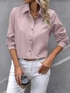High-Low Long Sleeves Pleated Split-Joint Lapel Blouses&Shirts Tops