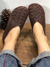 Leather Women Solid Color Woven Round Toe Flat Shoes
