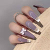 Rattan Purple Bow PRESS ON NAILS