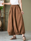 Plus Size  Women Cotton Linen Pocket Casual Lantern Pants